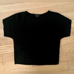 Theory Thick Black Cropped Scoop Neck Tshirt Small